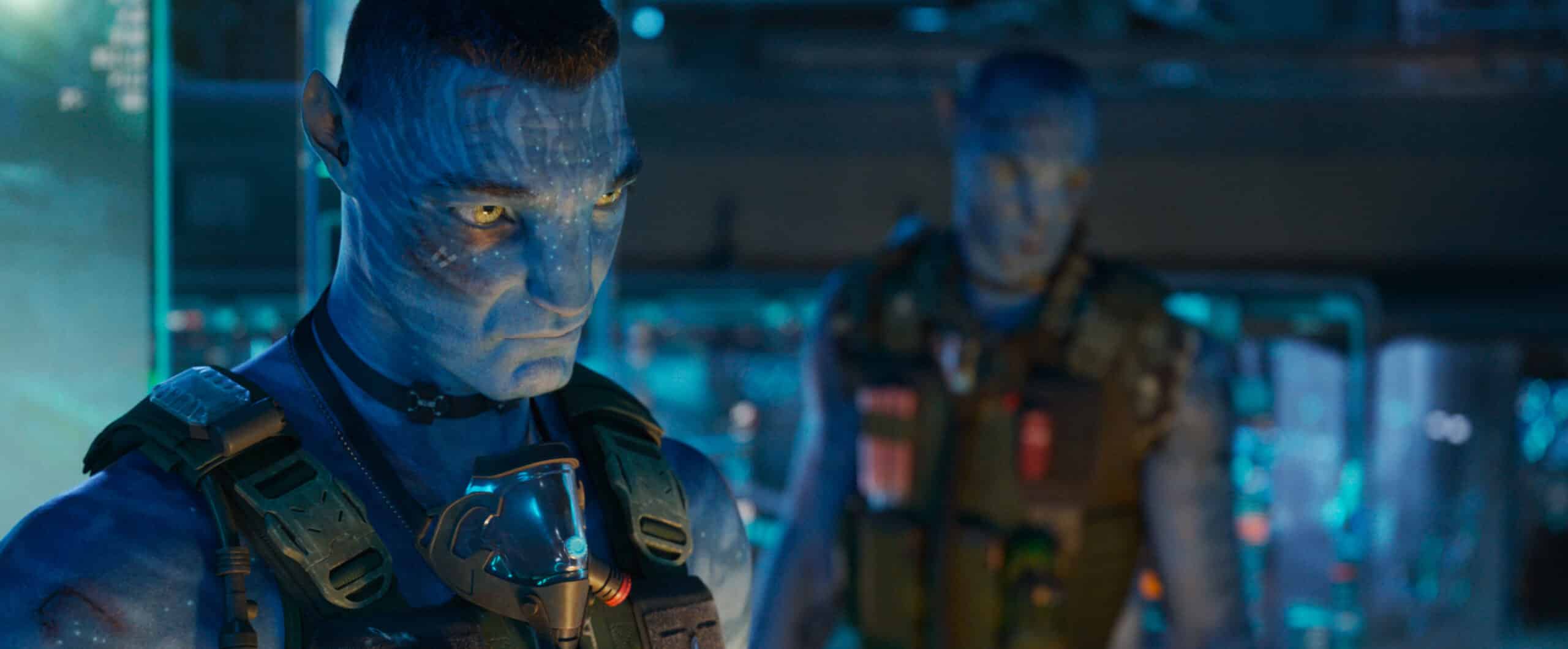 Avatar: Fire and Ash film still - Jake and Quaritch inside the flux devil