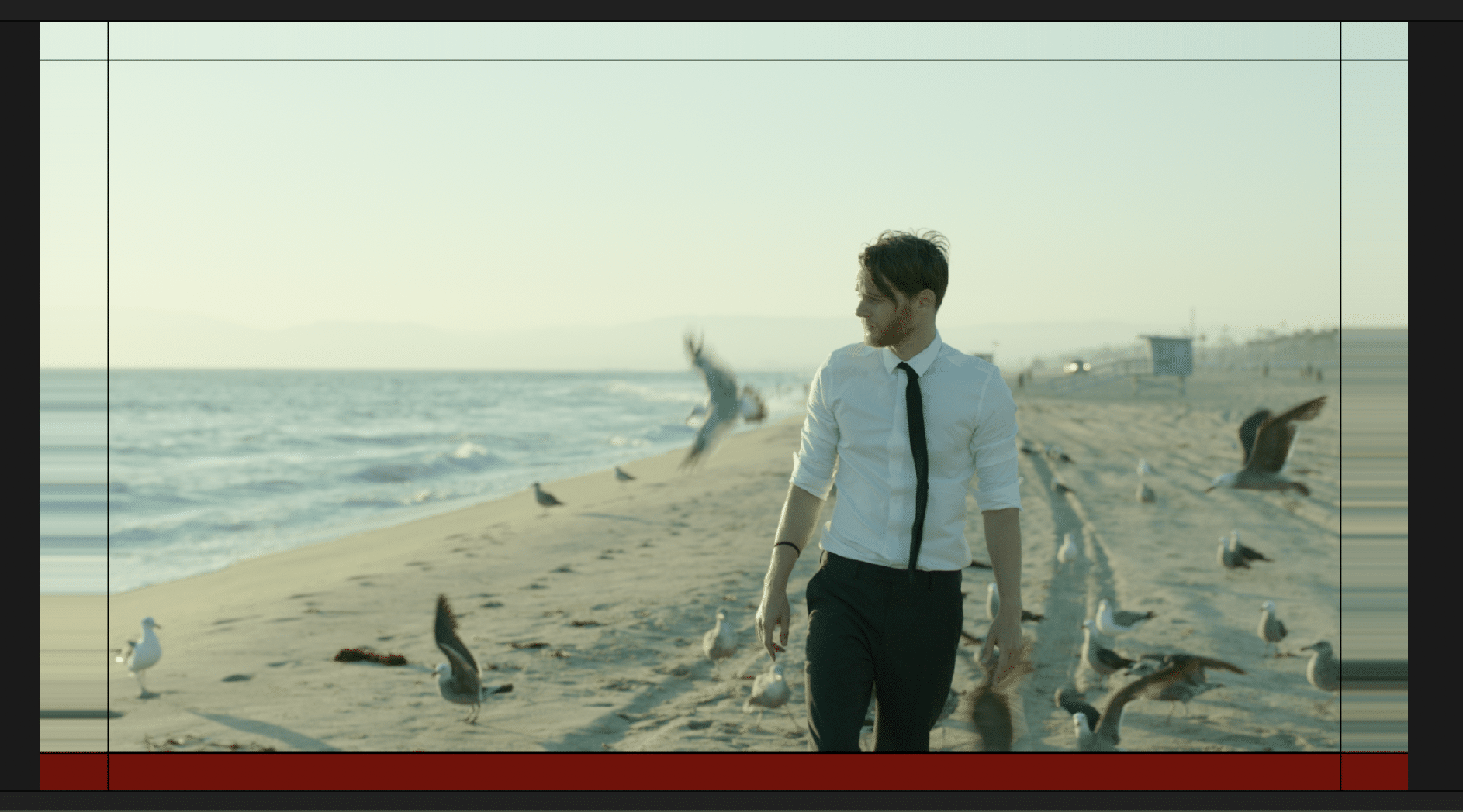 Blank Check DCTL revealing edge blanking in red on a shot